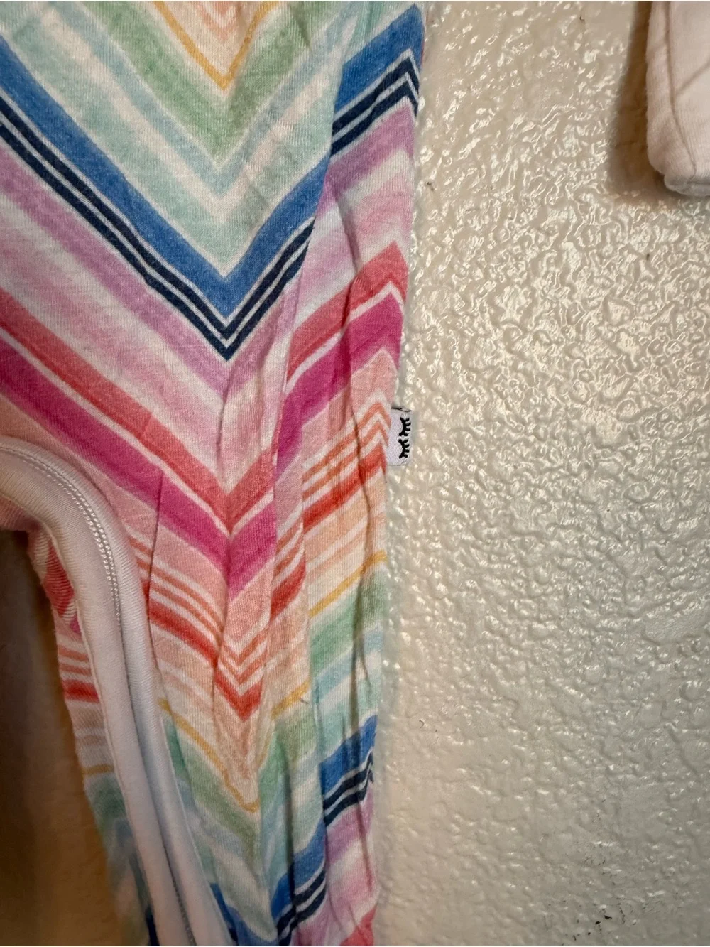 Little Sleepies Rainbow Chevron Footed One-Piece - Pink, Blue, Green, Yellow